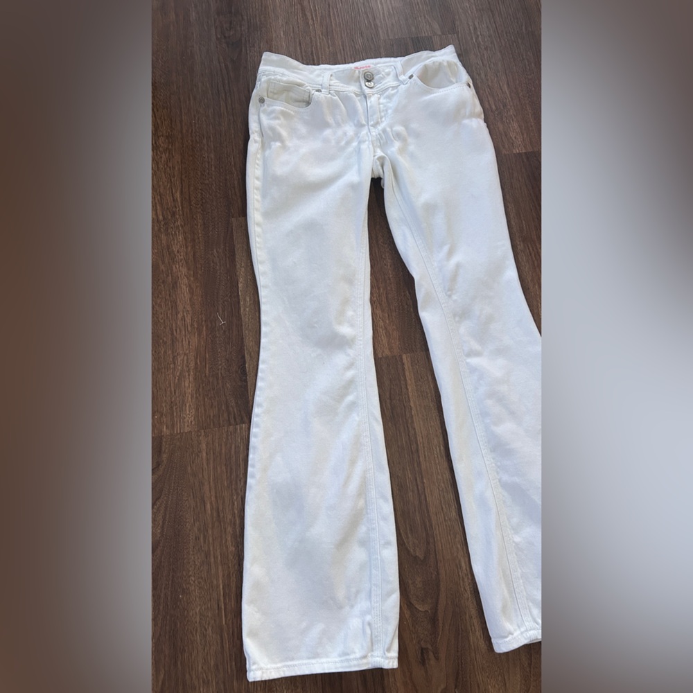 Y2K DOLLHOUSE Low Rise White Bootcut Flare Jeans 2000s Mall Preppy Indie Size 3 - Picture 4 of 13